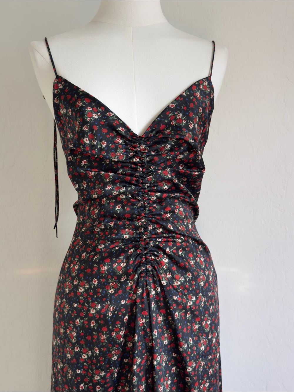 Sandro Floral Ruched Midi Dress - Picture 2 of 5